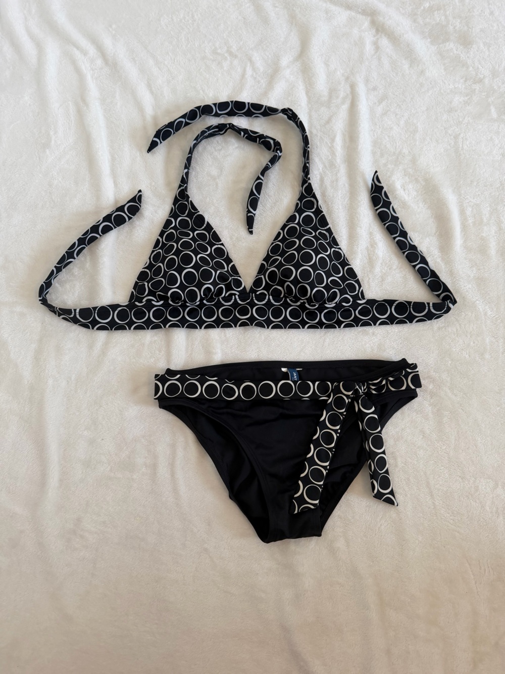 Jantzen Size Small Black Bikini with White Circle Print